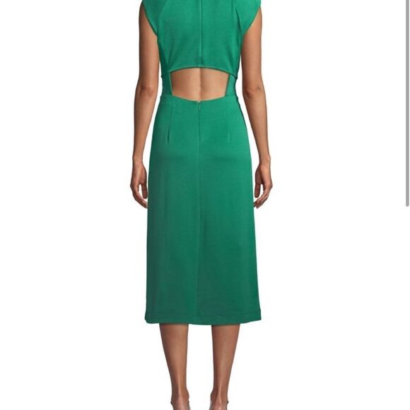 NWT TIBI Green Pique Knit ASTOR Corset Back Cutout Midi Dress - Picture 8 of 12